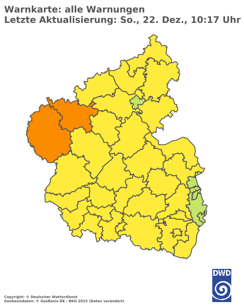 Aktuelle Wetterwarnungen für Mainz-Bingen und Stadt Mainz