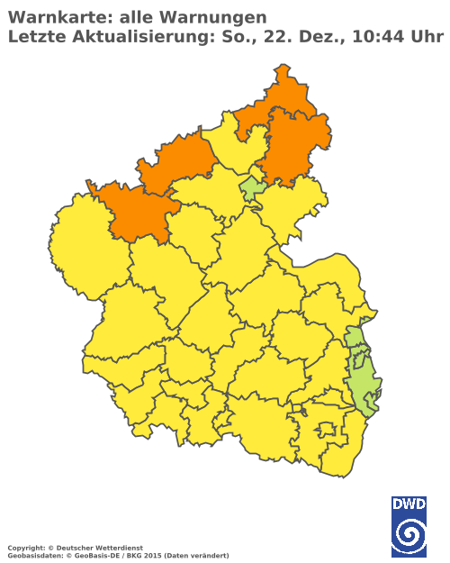 Aktuelle Wetterwarnungen für Mainz-Bingen und Stadt Mainz