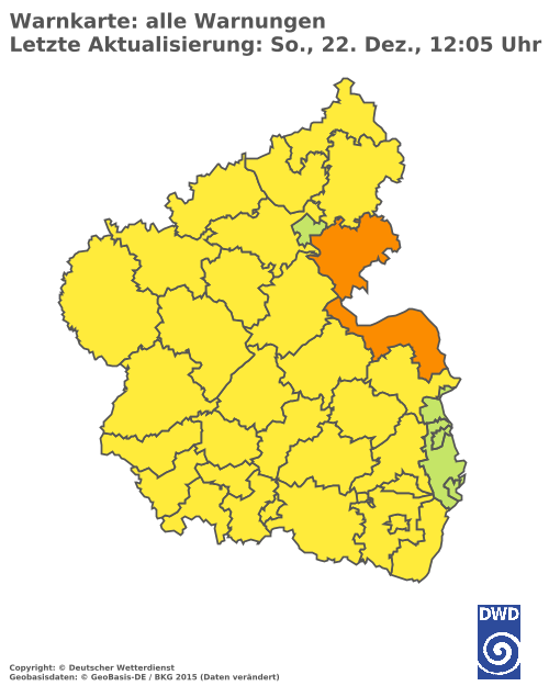 Aktuelle Wetterwarnungen für Mainz-Bingen und Stadt Mainz