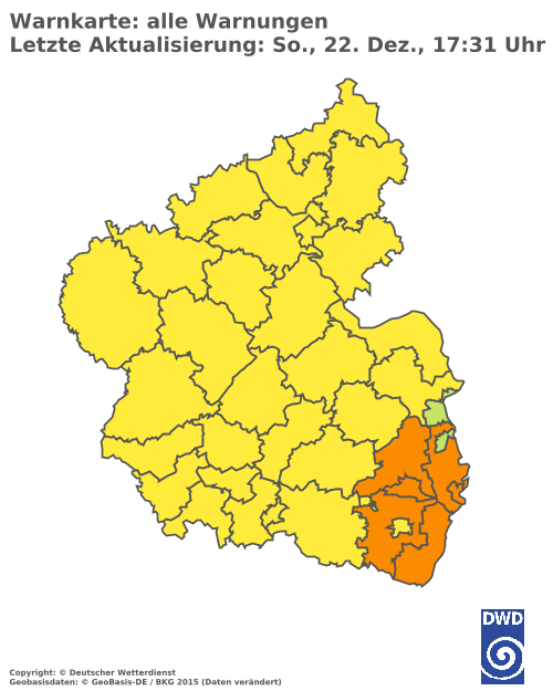 Aktuelle Wetterwarnungen für Mainz-Bingen und Stadt Mainz