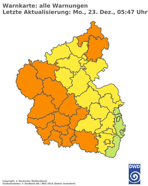 Aktuelle Wetterwarnungen für Mainz-Bingen und Stadt Mainz