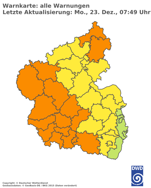 Aktuelle Wetterwarnungen für Mainz-Bingen und Stadt Mainz