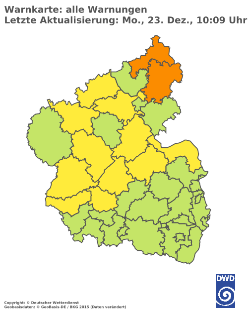 Aktuelle Wetterwarnungen für Mainz-Bingen und Stadt Mainz