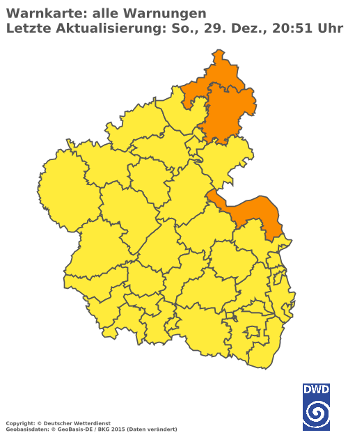 Aktuelle Wetterwarnungen für Mainz-Bingen und Stadt Mainz