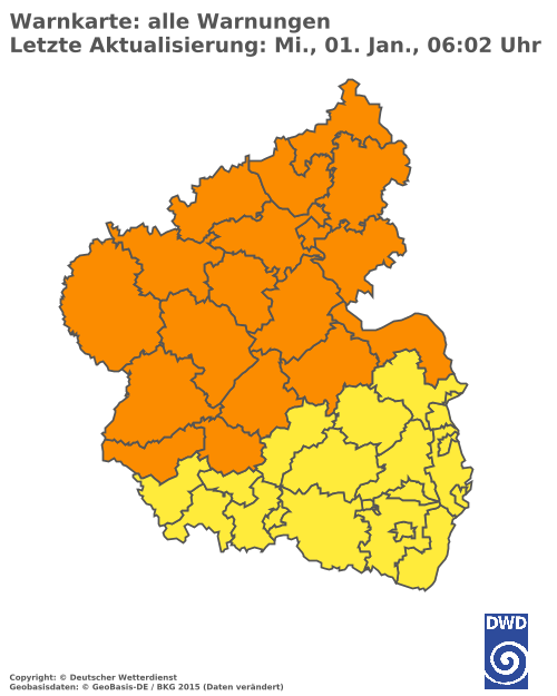 Aktuelle Wetterwarnungen für Mainz-Bingen und Stadt Mainz